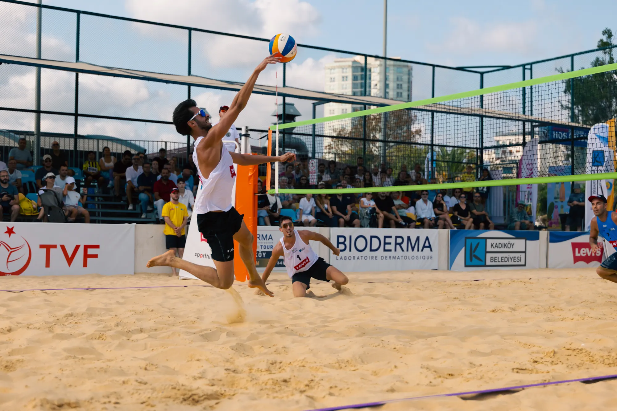 Male player rises to attack the ball